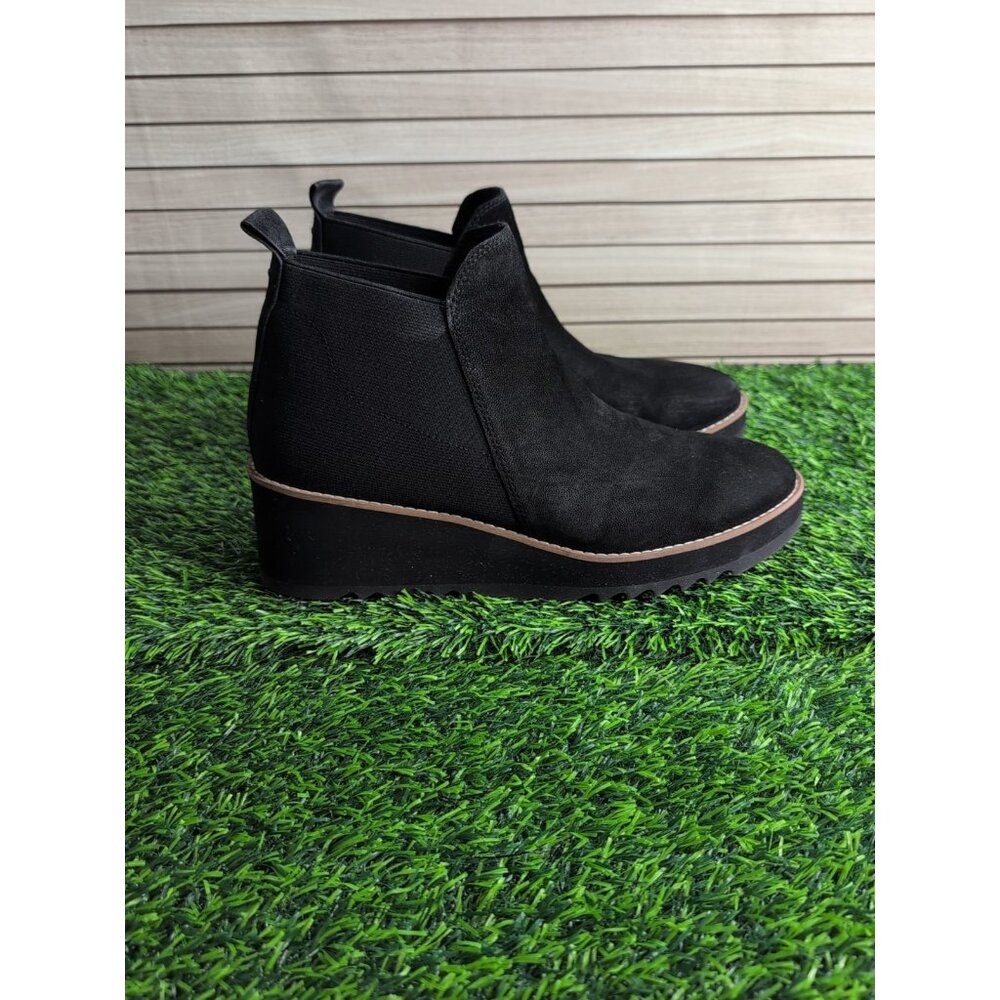 Eileen Fisher Lilou Black Chelsea Nubuck Wedge Bootie Size 9